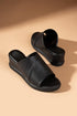 Black Wedge Heeled Women's Slippers